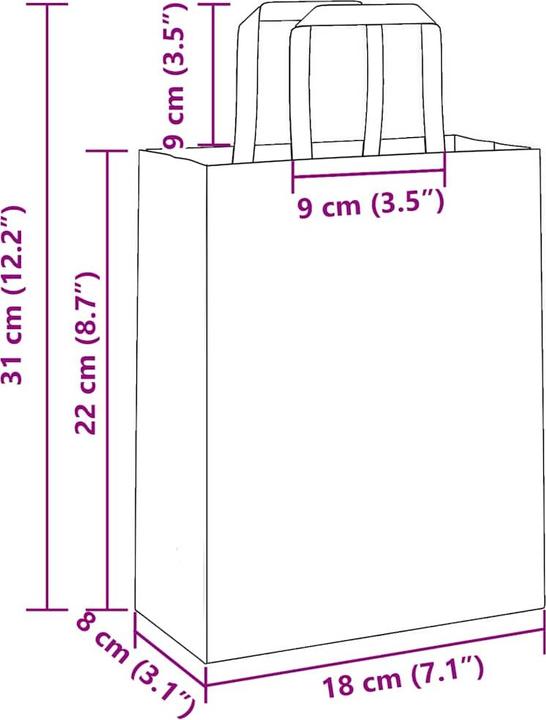 Image du produit VidaXL Sacs en papier kraft 250 pcs. avec anse Blanc 18x8x22 cm Sac en papier (Pochette cadeau, 250 x)