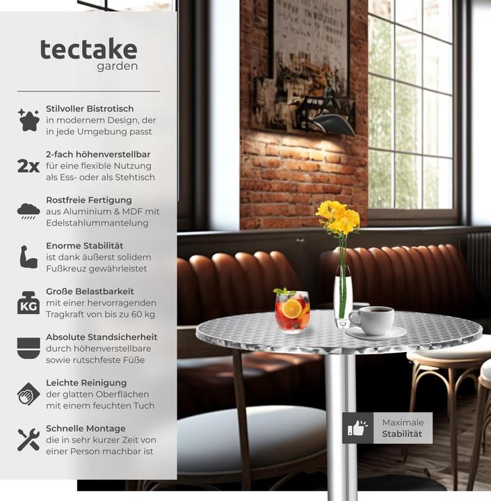 Image du produit tectake Tables de bistrot (Ø 60 x 110 cm)