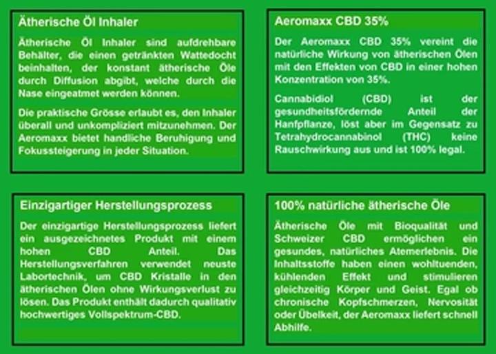 Nutritional values and ingredients Aeromaxx Inhaler CBD 35%