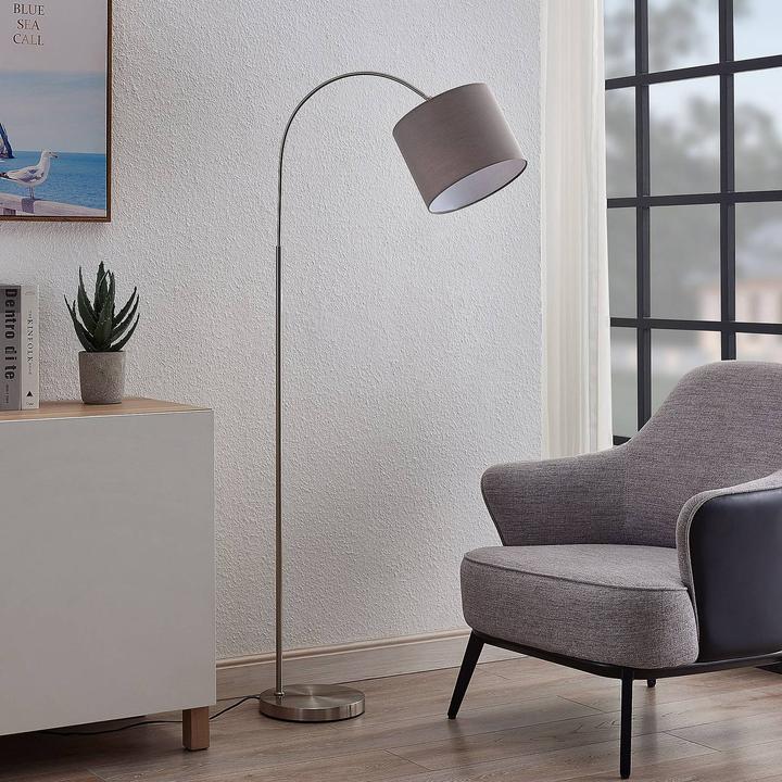Immagine prodotto Lindby Lampada da terra Keriba, nichel/taupe (E27)