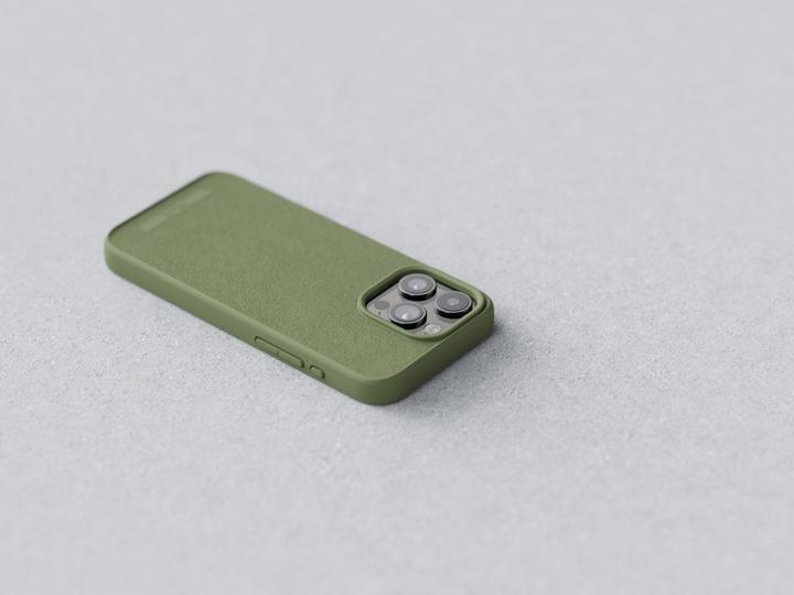Actual product image Njord Suede MagSafe Case for iPhone 15 Pro, Olive (Apple iPhone 15 Pro)