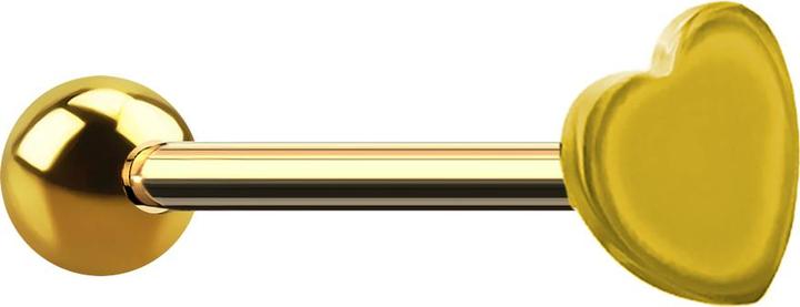 Star Piercing Barbell vergoldet mit Kugel und Herz (Chirurgenstahl 316L)