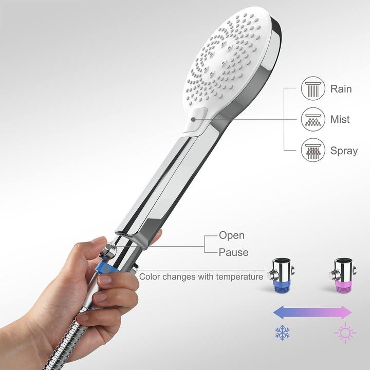 Produktbild Honboo Handbrause mit Wasserstopp (3 Strahlarten)