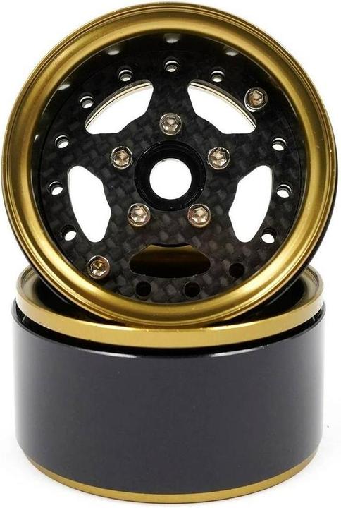 Immagine prodotto Yeah Racing Cerchi in alluminio a 5 razze Gold Titanium 1.9 2 pezzi