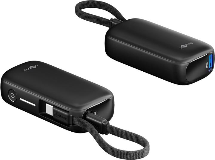 Image du produit Goobay Powerbank 5.000 mAh mit integriertem USB-C-Kabel (5000 mAh, 15 W, 15 Wh)