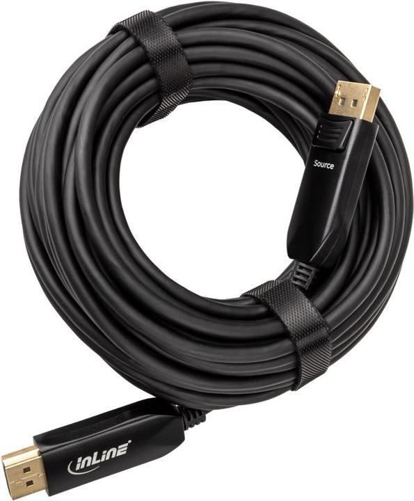 Produktbild InLine Kabel DisplayPort 1.4 AOC-Kabel aktiv, 8K4K, schwarz, gold, 25m (25 m, DisplayPort)