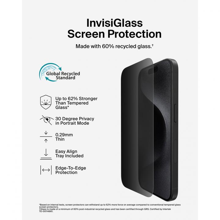 Actual product image Belkin Screen Force Invisiglas (1 Piece, Apple iPhone 16 Pro)