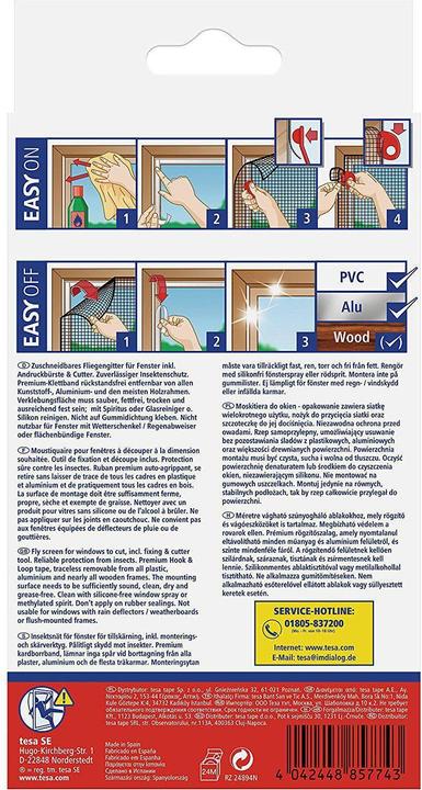 Produktbild tesa Insektenschutz COMFORT für Fenster, mit Klettband, selbstklebend, ohne Bohren (120 x 240 cm)