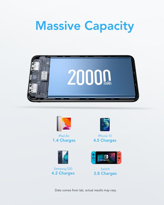 Produktbild Veger C20 Powerbank inkl. Kabel - 20'000mAh (20000 mAh, 10 W, 77 Wh)