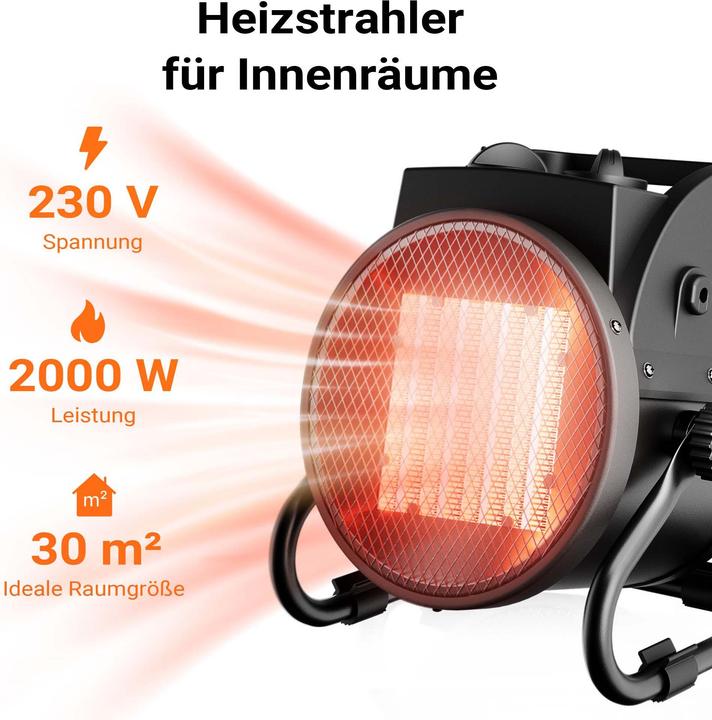 Image du produit Wiltec Keramik Heizstrahler 2kW Heizlüfter Heizgerät Schnellheizer Elektrisch (2000 W)
