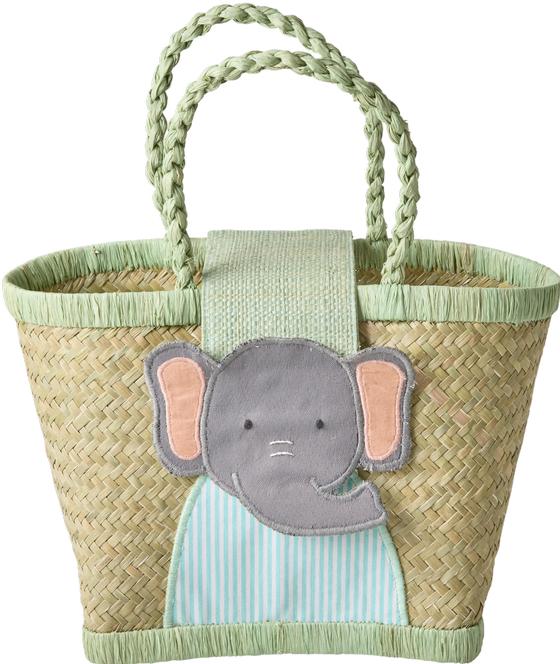 Rice - Raffia Kids Bag with Elephant Closing - (KIBAG-ELEP)