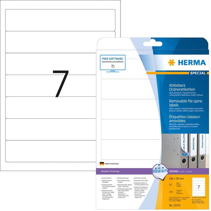 Actual product image HERMA Removable A4 file labels