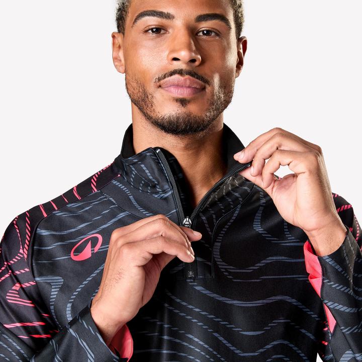 Image du produit Kipsta Sweat De Football Adulte 1/2 Zip Viralto Wave Noir, Rose Fluo, Gris (L)