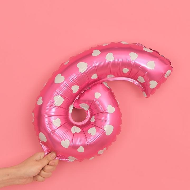 Produktbild Ueli Express Folien Ballon Ziffer 6 40cm Pink mit Herzen (1 x)
