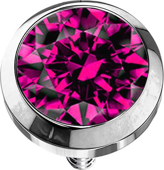 Actual product image Star Piercing Dermal Anchor silver with crystal fuchsia (without brass, Titanium G23)