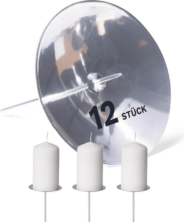 Produktbild Novaliv 12x Kerzenhalter mit Dorn 6cm SILBER Kerzentülle Metall rund Adventskranz (6 x 6 x 6 cm)