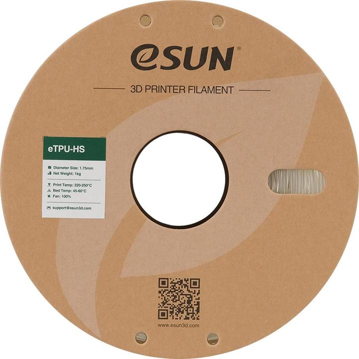 Actual product image eSUN eTPU-HS 95A Natural Antibacterial Elastic Filament 1.75mm 1Kg (TPU, 1.75 mm, 1000 g, Transparent)
