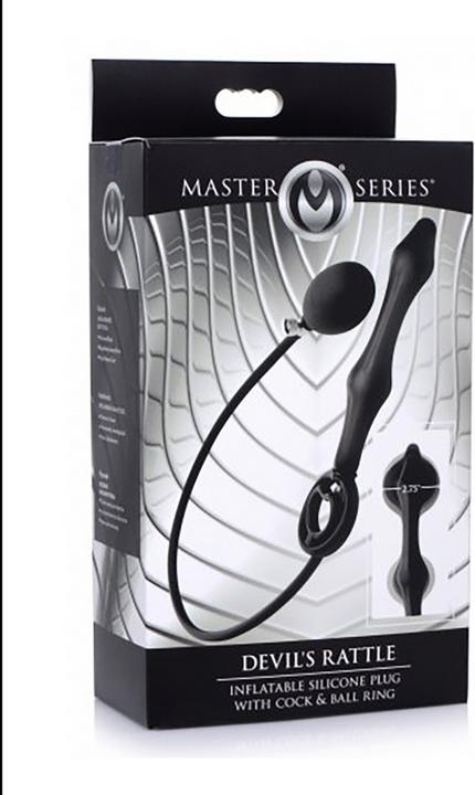 Actual product image Master Series Inflatable Silicone Anal Plug + Cock & Ball Ring
