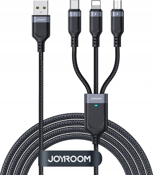Joyroom Multi-Use Series 3-in-1-Kabel S-1T3018A18 Lightning USB-C Micro-USB 1,2 m – Schwarz (1.20 m, USB 3.0)