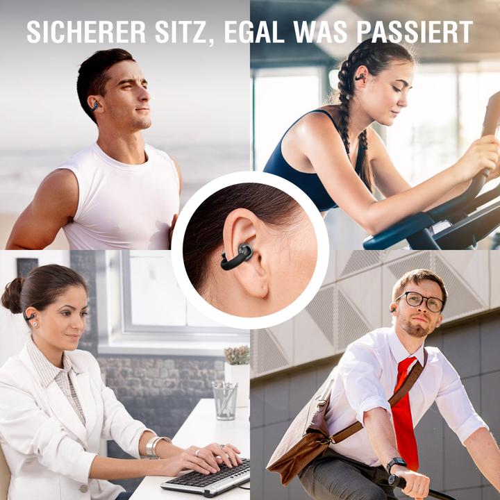 Productafbeelding 4smarts Open-Ear-Kopfhörer SkyBuds Clip Grau, Detailfarbe: Grau (NC, 28 h, Draadloze)