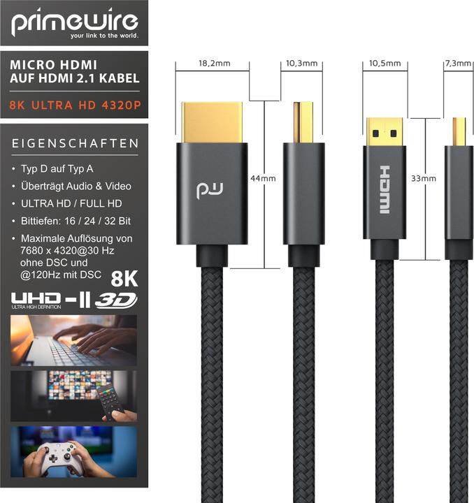 Produktbild Primewire Micro HDMI – HDMI (3 m, HDMI)