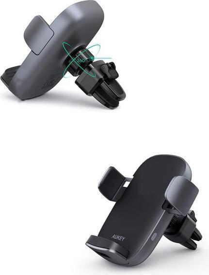 Actual product image Aukey Wireless Charging Phone Mount Navigator Wind II HD-C52 Black, Built-in charger