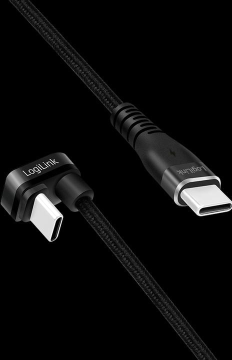 Immagine prodotto LogiLink Cavo USB 2.0 Type-C, da C/M 180° a USB-C/M, alluminio, nero, 2 m (2 m, USB 2.0, 60 W)