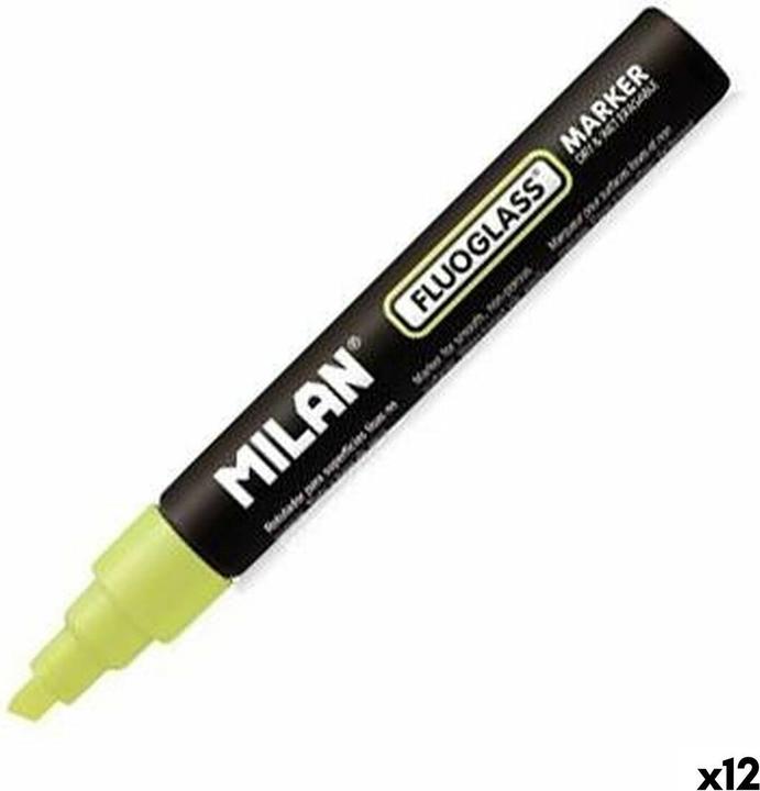 Actual product image Felt-tip pens Fluoglass yellow (12 pieces) Wipeable (Yellow, 12 x)