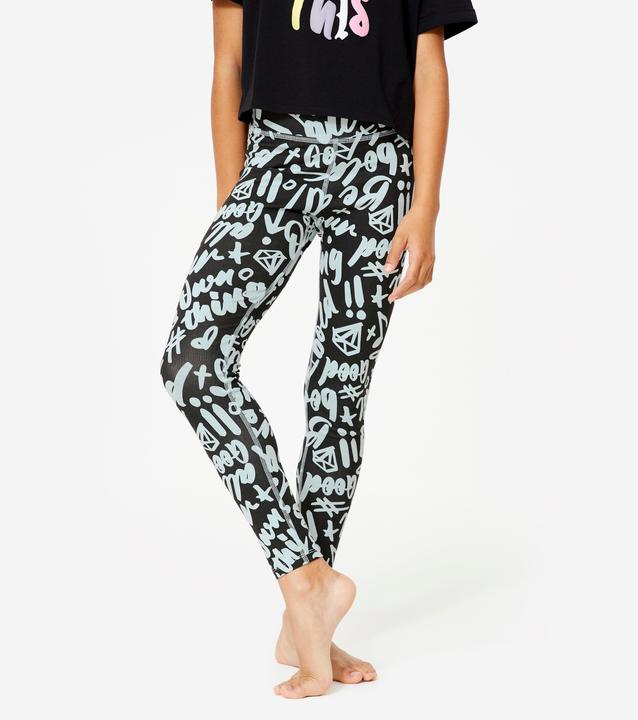 Starever Tanz-Leggings Mädchen Modern Dance hoher Taillenbund - grün/schwarz