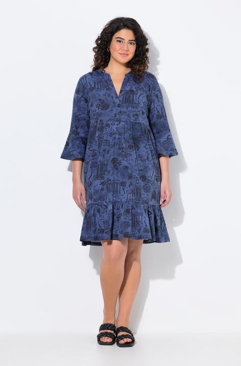 Produktbild Ulla Popken Jerseykleid, A-Linie, Tunika-Ausschnitt, 3/4-Arm (50, 52)