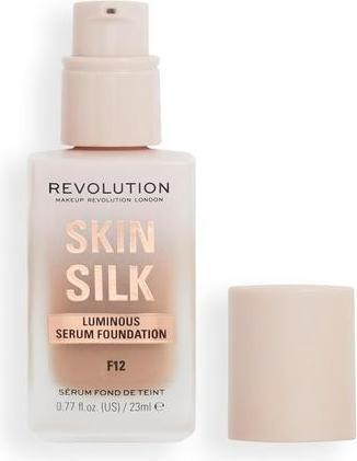 Actual product image Makeup Revolution Skin Silk Serum Foundation Light to Medium Coverage with Hyaluronic Acid 23ml F12 (F12)