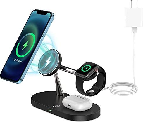 Image du produit PhoneLook Station de charge magnétique sans fil 5 en 1 pour iPhone Apple Watch, AirPods, lampe LED