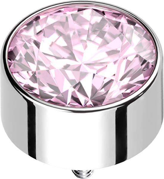 Star Piercing Dermal Anchor Zylinder hoch silber mit Kristall pink (ohne Messing, Titan G23)