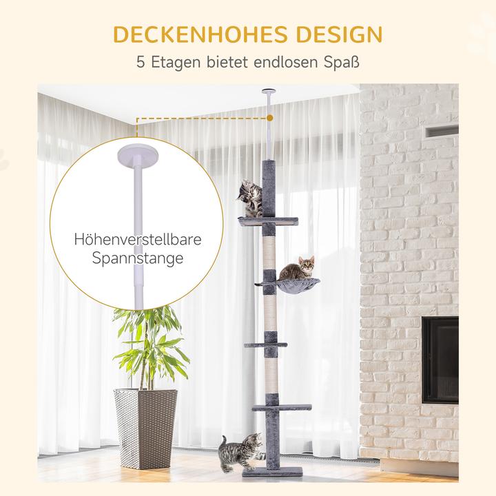 Image du produit PawHut Arbre à chat réglable en hauteur (260 cm, Dgrey)