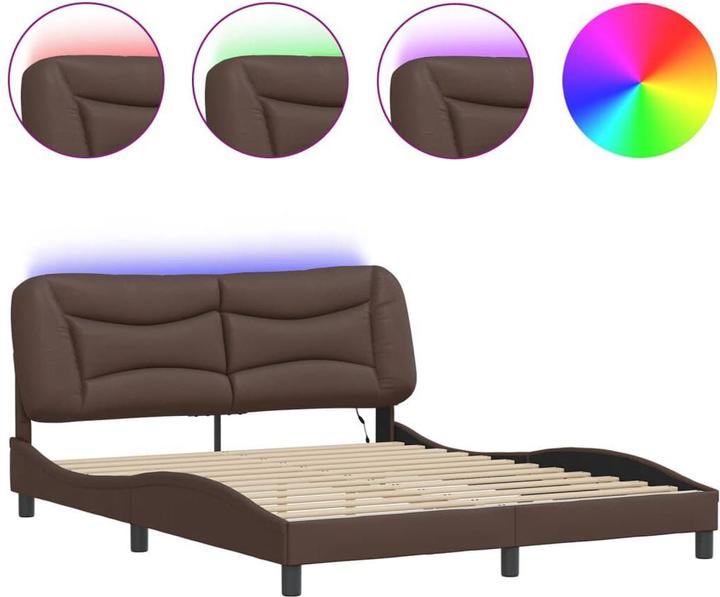 Produktbild VidaXL Bettgestell mit LED Kunstleder (160 x 200 cm)