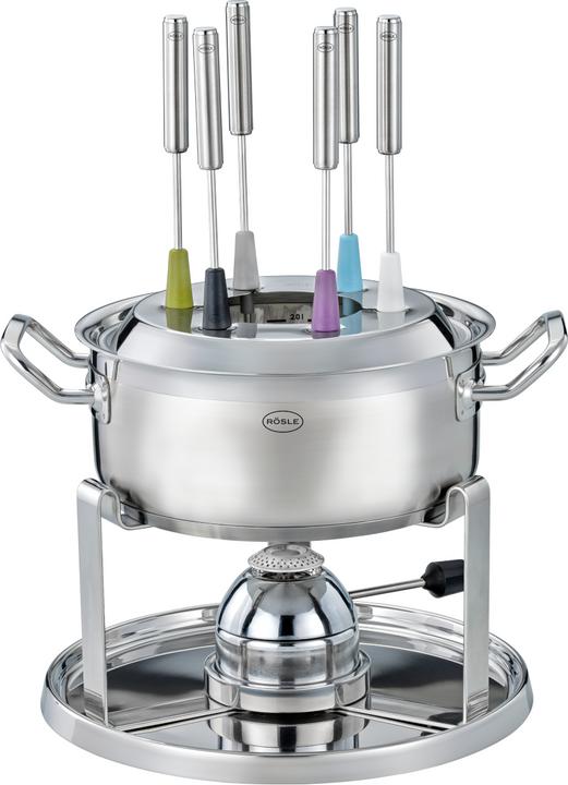 Actual product image Rösle silver fondue set with gas burner 39x27.5x15cm