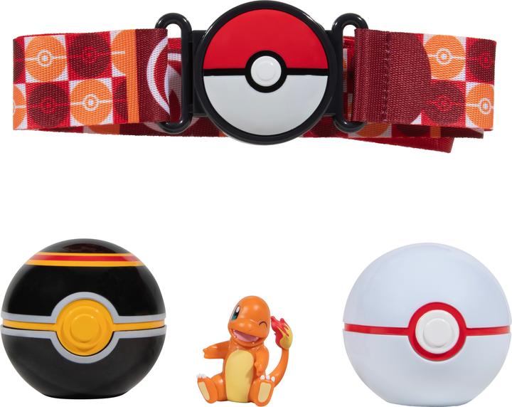 Jazwares Pokémon Clip'n'Go Poké Gürtel Set Pokéball, Luxusball & Glumanda