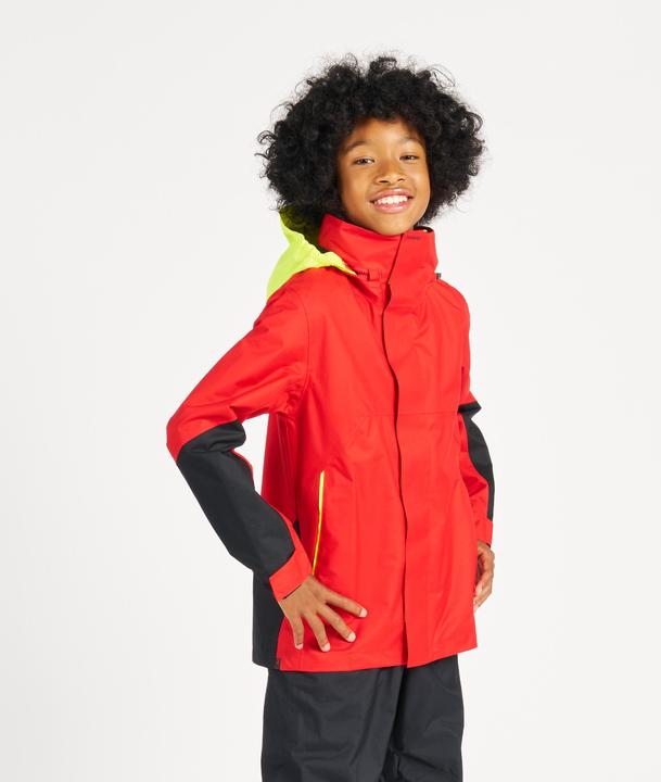 Produktbild Tribord Regenjacke Segeljacke Kinder wasserdicht winddicht - Sailing 300 rot/gelb