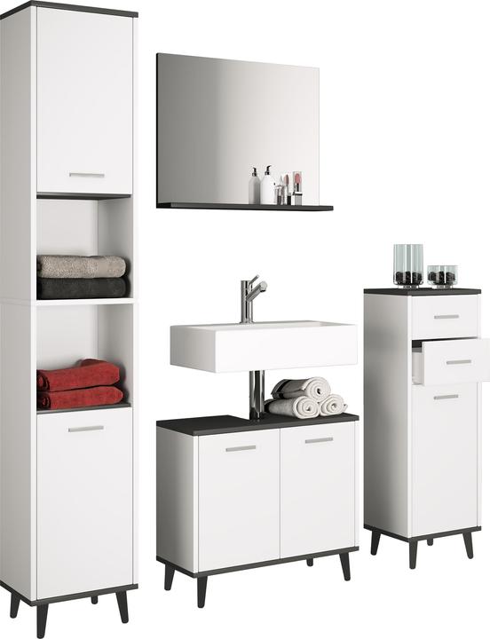 Produktbild VCM 4 tlg. Badmöbel Set Landos mit Schublade & Drehtüren