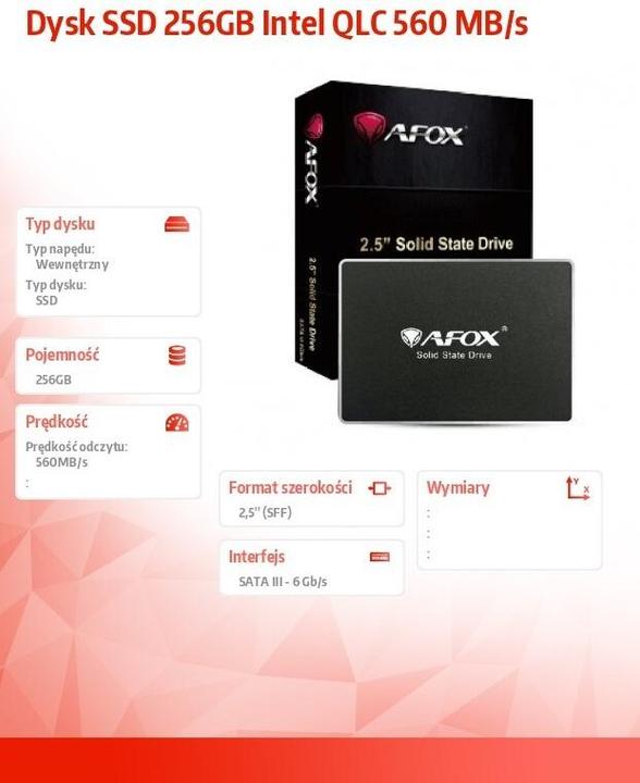 Image du produit AFOX SSD 256GB INTEL QLC 560 MB/S (256 Go, 2.5")
