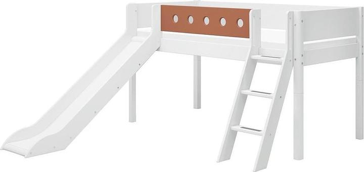 Actual product image Flexa Half height bed White with slide and sloping ladder (90 x 200 cm)