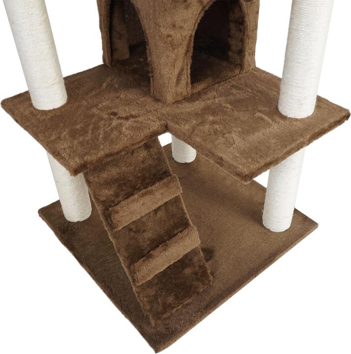 Actual product image Wiltec Cat Tree Brown 130cm Scratching Post Climbing Tree Cats Play (130 cm, Brown)