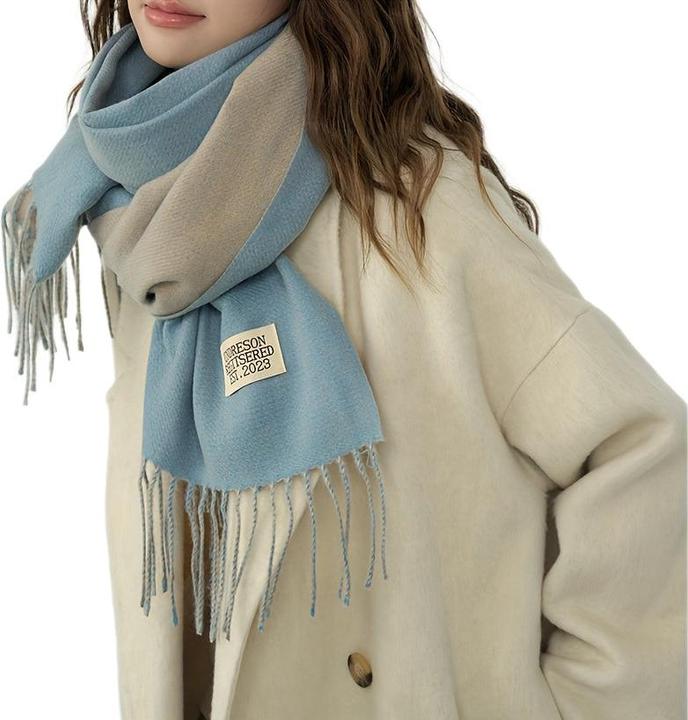 Immagine prodotto Only-Bags.Store Sciarpa bifacciale a due colori Basic Basic Imitazione Cashmere Sciarpa con nappe Autunno Inverno