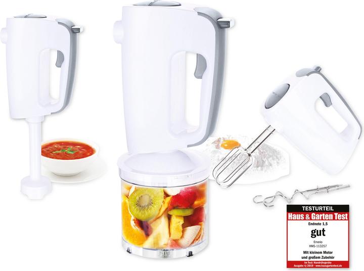 Actual product image Emerio Hand mixer with dough hook, whisks, chopper (300 W)
