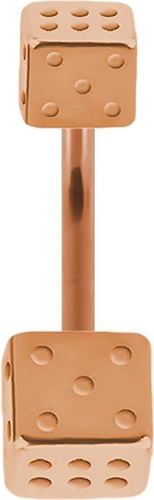 Star Piercing Banane rosegold mit zwei Würfel (ohne Messing, Chirurgenstahl 316L)
