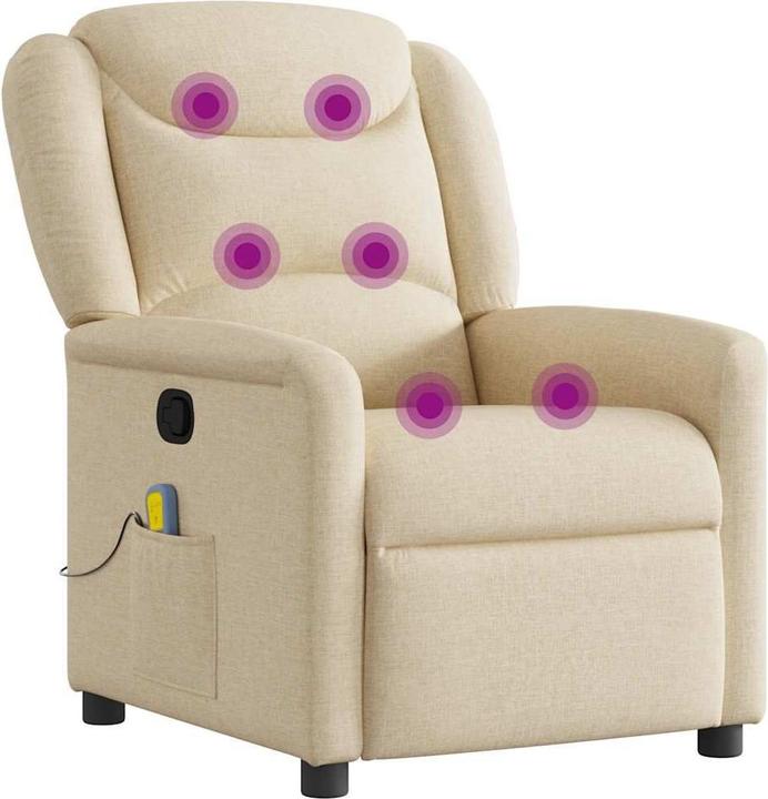 Immagine prodotto VidaXL Poltrona massaggiante in tessuto crema poltrona massaggiante TV poltrona con funzione massaggio