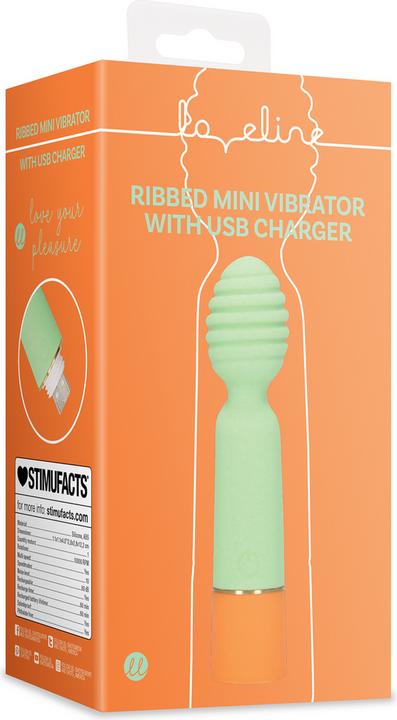 Actual product image Loveline Ribbed Mini Vibrator with USB Charger - Spring Sage