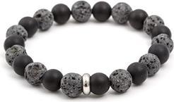 Actual product image Beneto Beaded bracelet made of lava stone and agate MINK101 - Length: 17 cm (L) (17 cm, Lava stone, Agate)