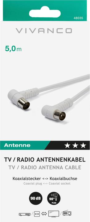 Actual product image Vivanco Coax angle plug on coax angle coupling (90 dB, Antenna cable)