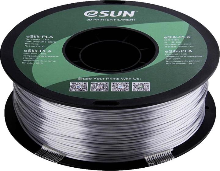Actual product image eSUN eSilk-PLA (PLA, 1.75 mm, 1000 g, Silver)